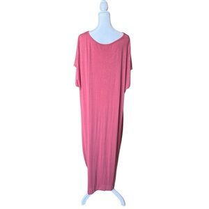 Line of Style Maxi T-Shirt Dress Large Rose Pink Soft Stretch